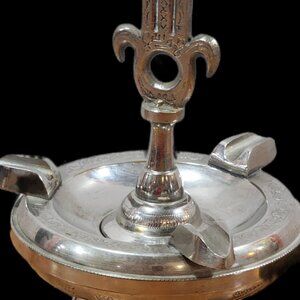 Rare Vintage Silver tone Hamsa Fatima Hand Ashtray
